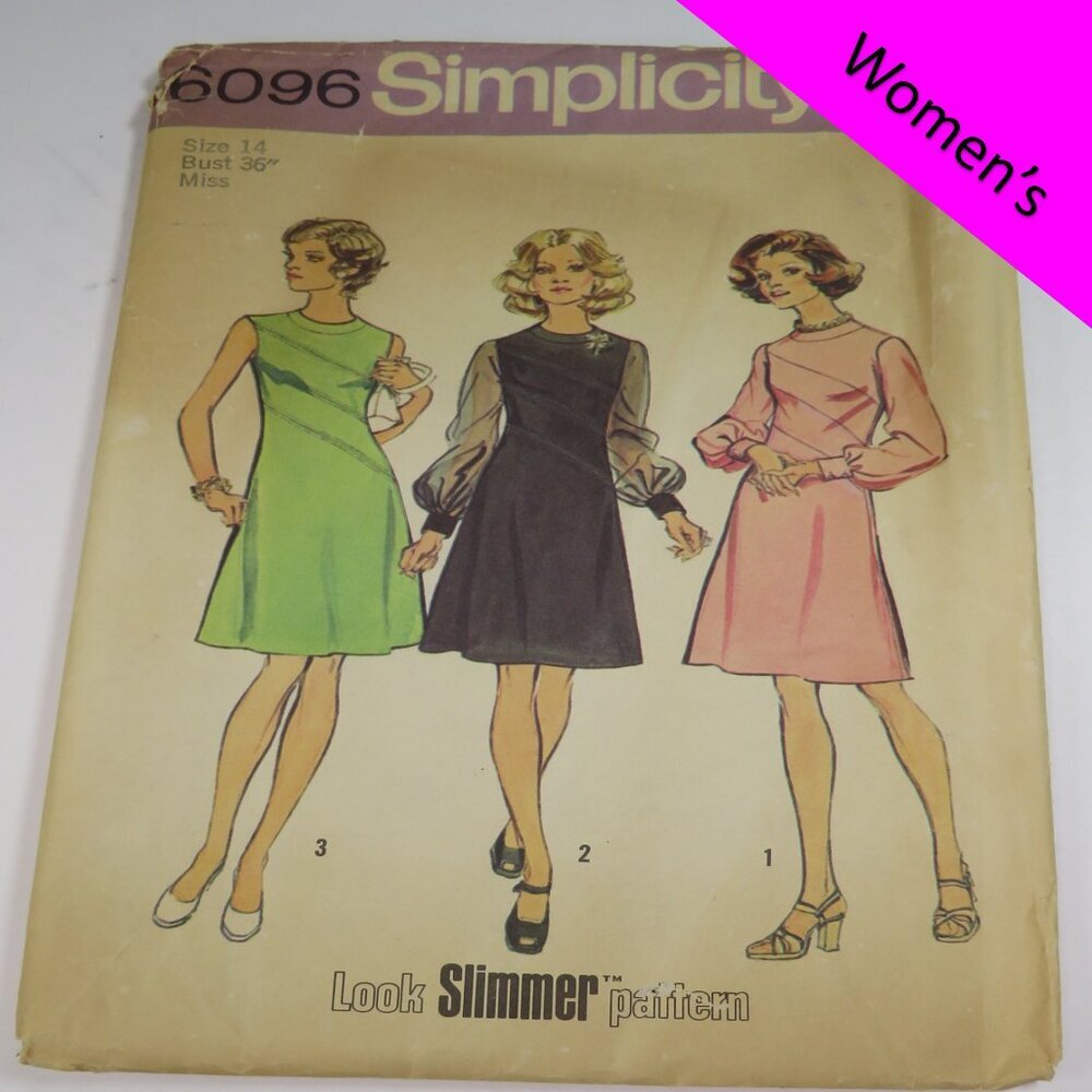 simplicity 6096 "Look Slimmer" Dress, slim UNCUT